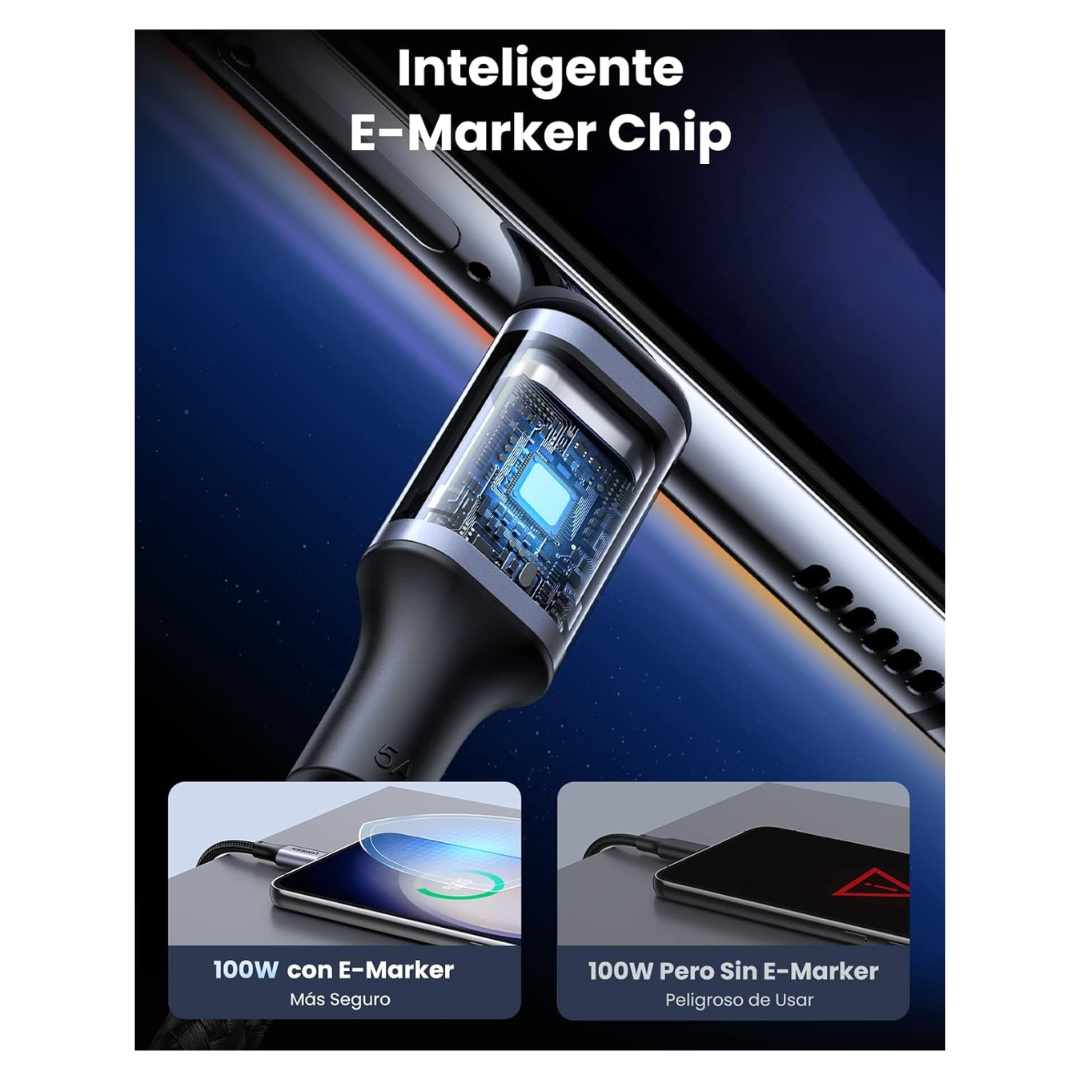 Cable Type C Ugreen 100W  Tipo C a Tipo C 480Mb/s 5A US316 - Imagen 7