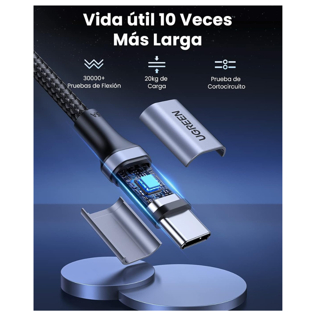 Cable Type C Ugreen 100W  Tipo C a Tipo C 480Mb/s 5A US316 - Imagen 9