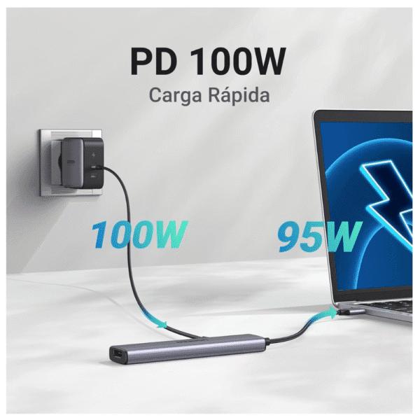 UGREEN USB C Hub, 5 en 1 Adaptador USB C Multipuerto Aluminio a 4K 30Hz HDMI, 1 USB 3.0 y 2 USB 2.0, PD Carga Compatible con MacBook - Imagen 5