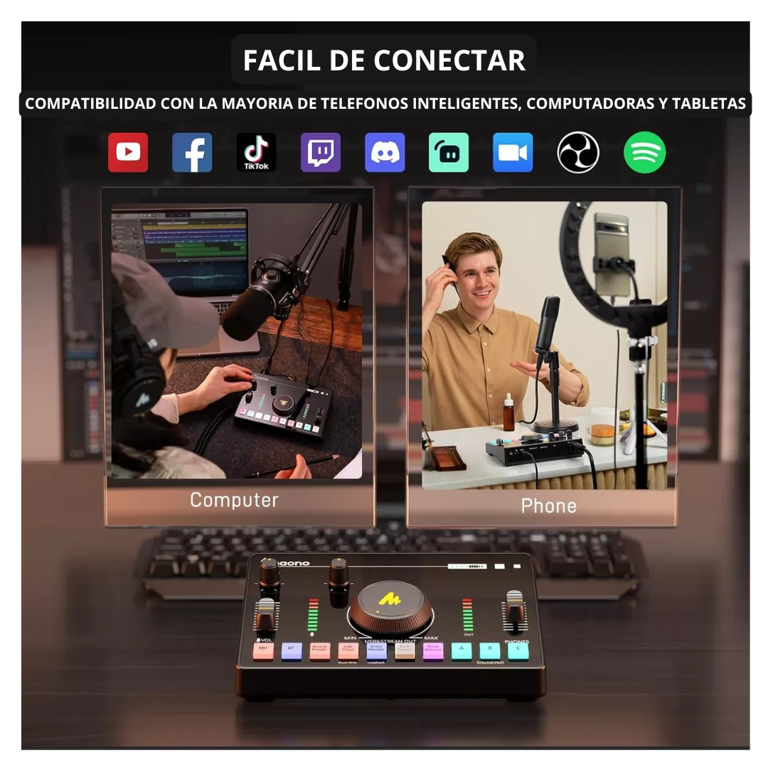 MAONO AMC2 NEO Consola Mezcladora de Audio USB/Bluetooth Cancelación de ruido - Imagen 6