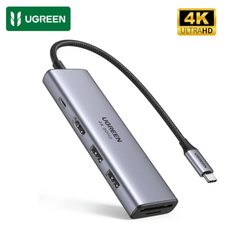 Hub Adapatador Ugreen 6 en 1 Tipo C HDMI 4K 60Hz Lector de Tarjetas SD/TF 100W PD Compatible para MacBook Pro
