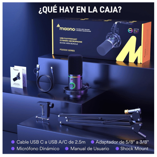 MAONO Micrófono Dinámico Gamer XLR/USB  para Streaming podcasting y grabación, Moano PD200X - Imagen 9