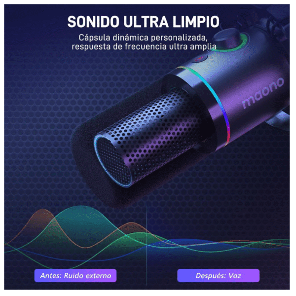 MAONO Micrófono Dinámico Gamer XLR/USB  para Streaming podcasting y grabación, Moano PD200X - Imagen 4