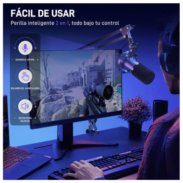 MAONO Micrófono Dinámico Gamer XLR/USB  para Streaming podcasting y grabación, Moano PD200X - Imagen 6