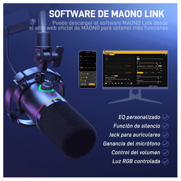 MAONO Micrófono Dinámico Gamer XLR/USB  para Streaming podcasting y grabación, Moano PD200X - Imagen 7