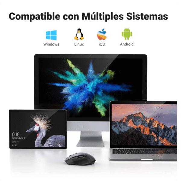 UGREEN Mouse Inalámbrico 2.4 GHz con Receptor USB, 15M de Conexión, Ratón Ergonómico de 6 Botones - Imagen 6