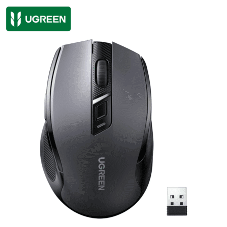 UGREEN Mouse Inalámbrico 2.4 GHz con Receptor USB, 15M de Conexión, Ratón Ergonómico de 6 Botones