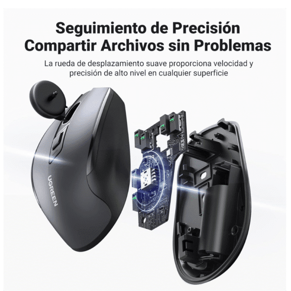 UGREEN Mouse Inalámbrico 2.4 GHz con Receptor USB, 15M de Conexión, Ratón Ergonómico de 6 Botones - Imagen 2