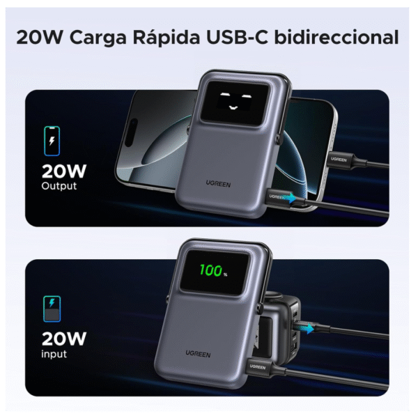 Power Bank UGREEN 10000mAh Certificado Qi2 15W Magsafe  UGREEN PB764 - Imagen 5